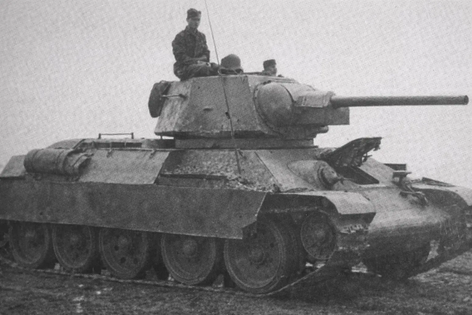An image of a Soviet T-34 tank after being captured by Germans during WW2.
