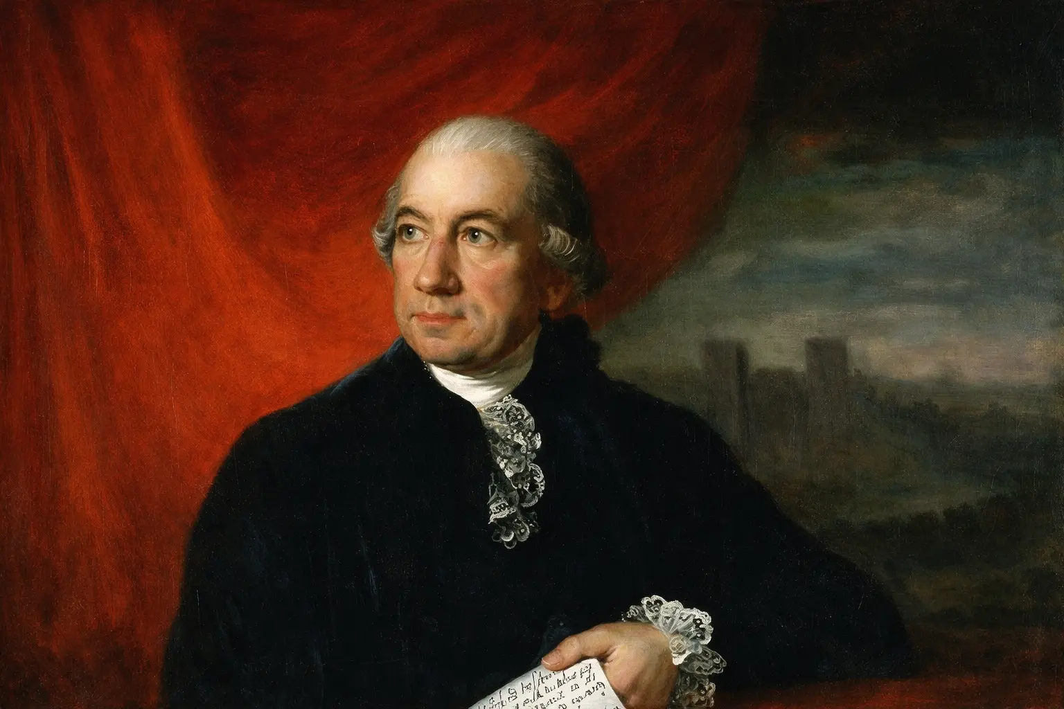 An artistic depiction of Henry Laurens sending a letter.