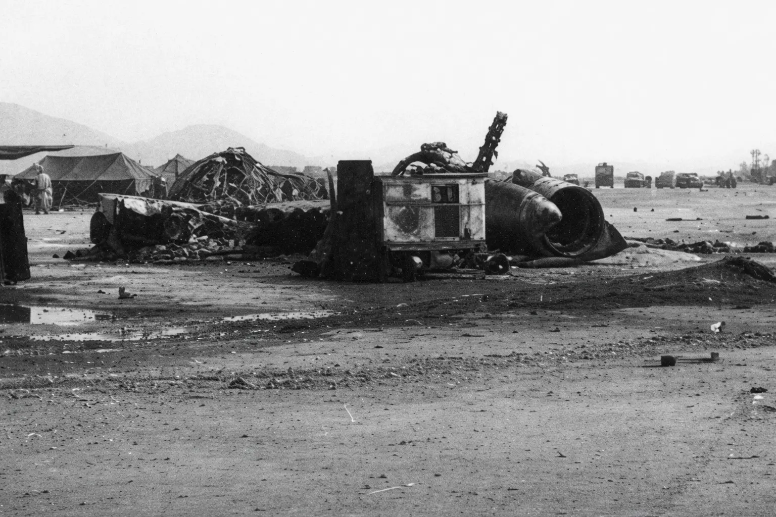 A shot of a Convair F-102 Delta Dagger after crashing in Vietnam.