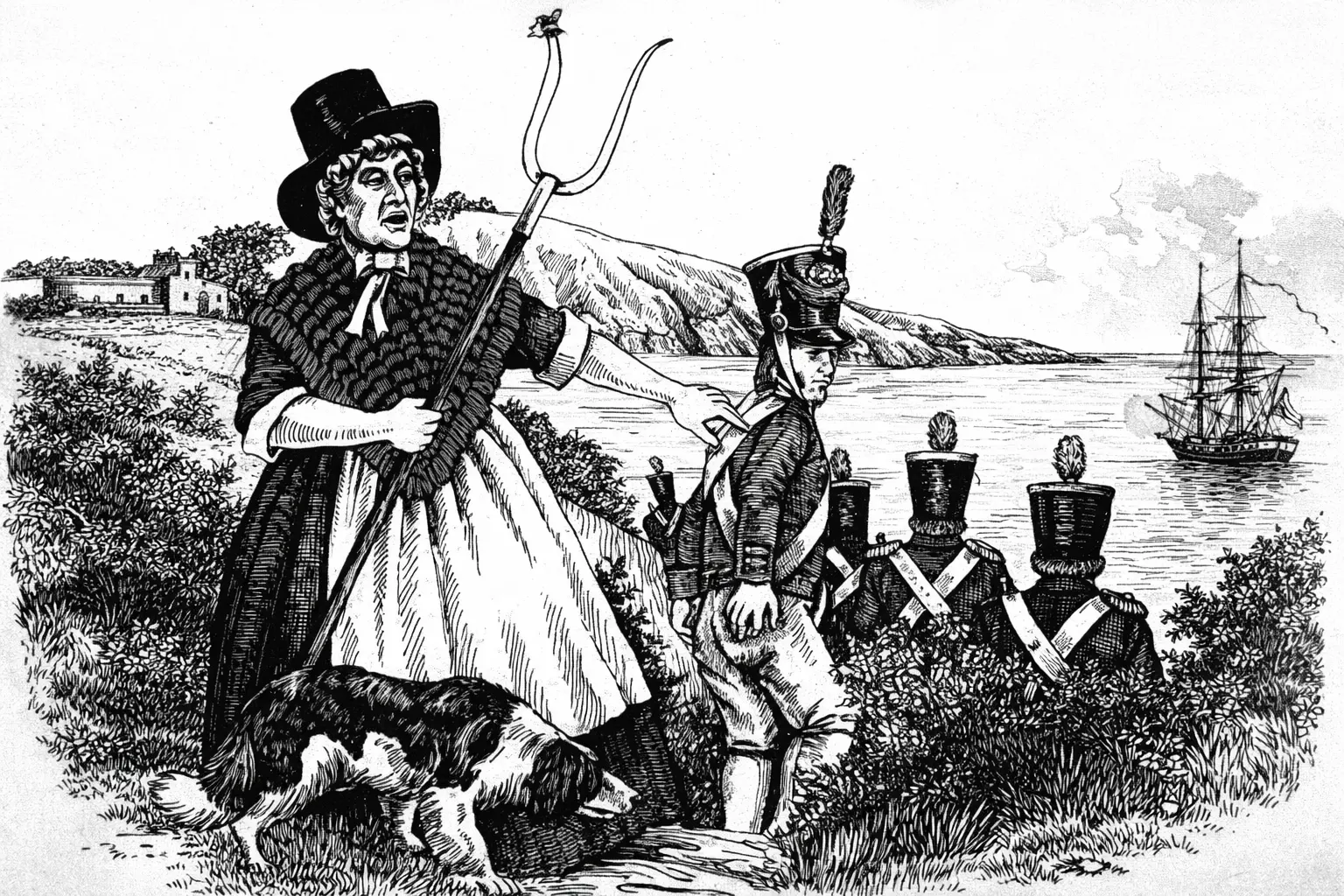 An artistic depiction of the Battle of Fishguard.