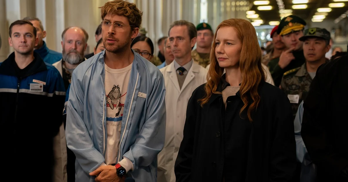 Project Hail Mary publicity still with Ryan Gosling and Sandra Hüller