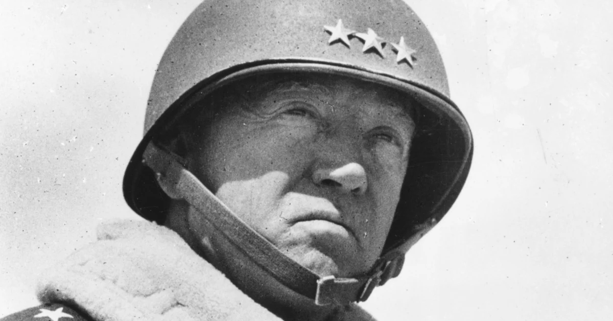 Lt. Gen. George Patton, commander of II Army Corps, at the front viewing troops south of El Guettar, Tunisia. 30 March, 1943.
