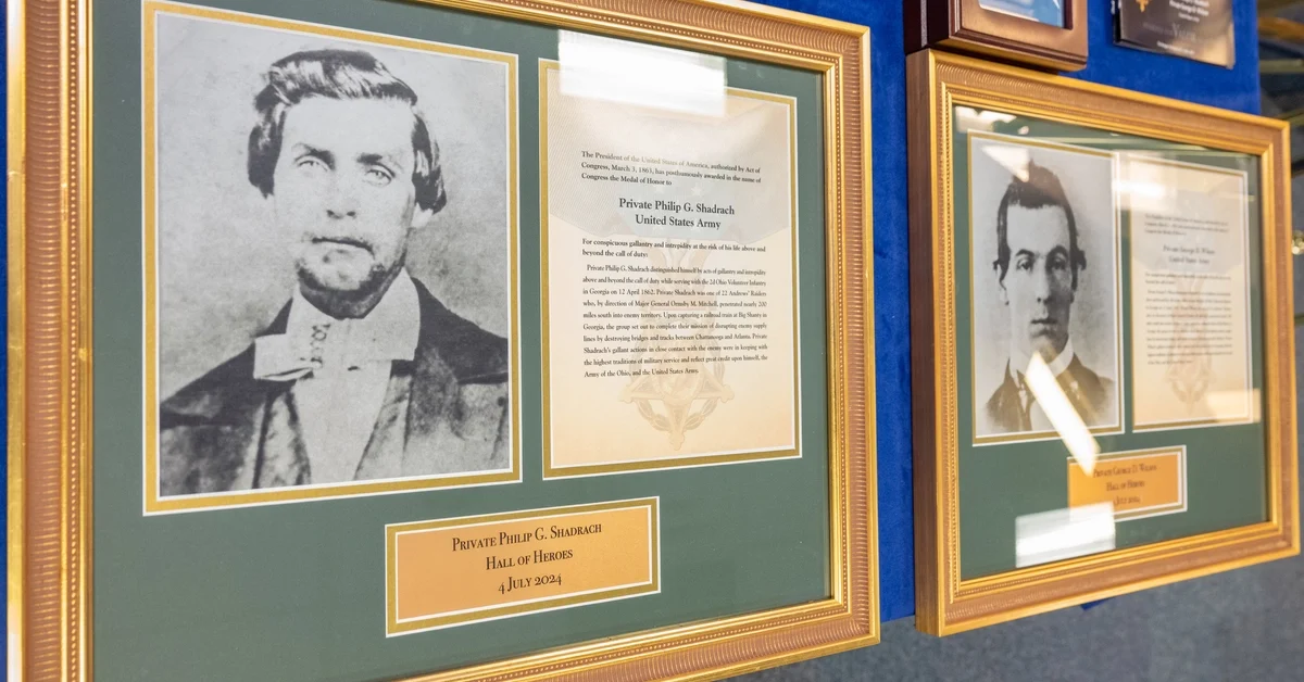Secretary of Defense Lloyd J. Austin III hosts the Hall of Heroes Induction Ceremony of Private Philip G. Shadrach and Private George D, Wilson, U.S. Army, at The Hall of Heroes in the Pentagon, Washington, D.C., July 4, 2024. The privates were awarded the Medal of Honor (posthumously) for their extraordinary heroism while participating in a covert military operation 200 miles behind Confederate lines on April 12, 1862. 