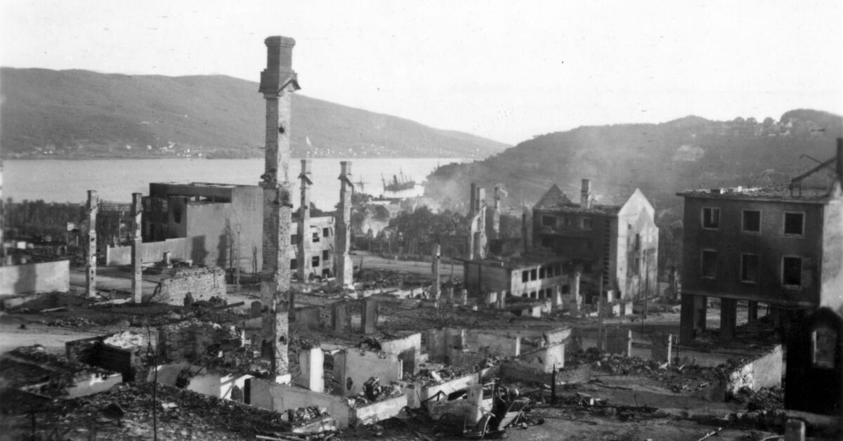 The center of Narvik after bombardment, 13 June 1940