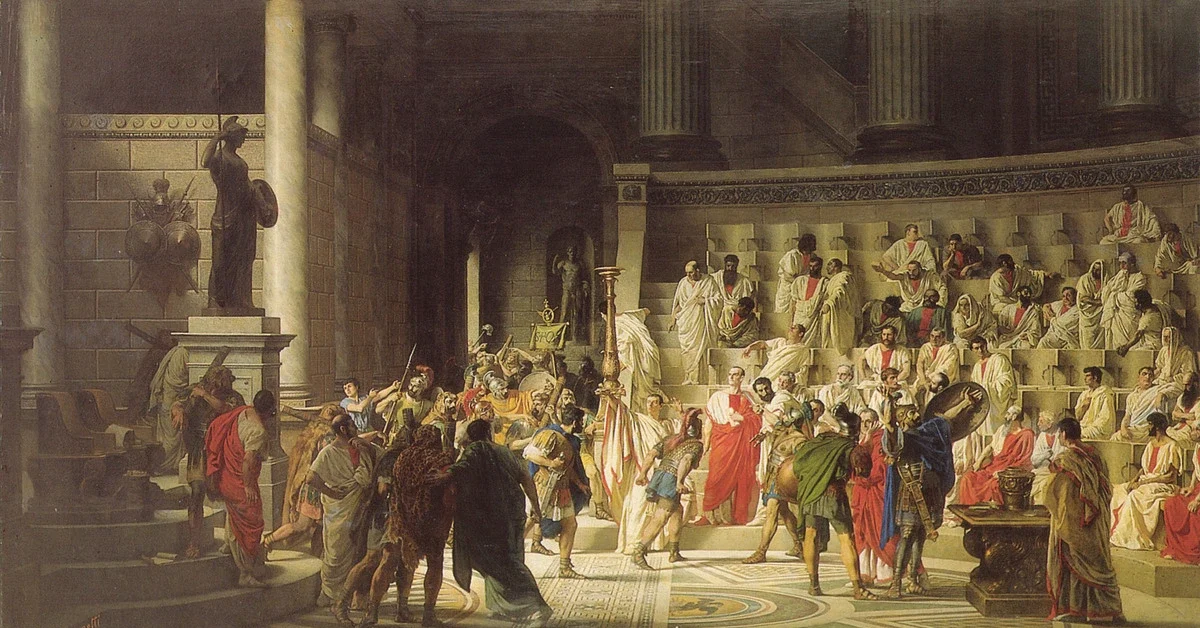 The Last Senate of Julius Caesar, Painting by Raffaele Giannetti
