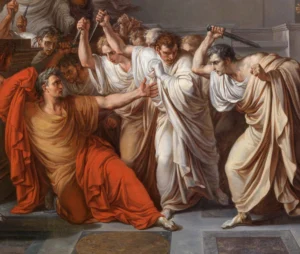 Painting detail from Assassination of Julius Caesar by Vincenzo Camuccini