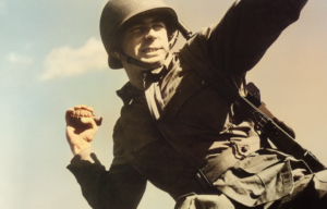 Soldier throwing a grenade.