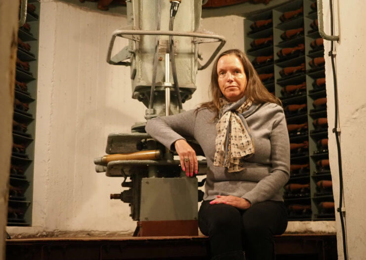 Amanda Johns sitting in the M19 bunker